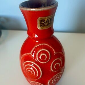 Bay Keramik Red Vase West German Pottery 
Original Label  MCM